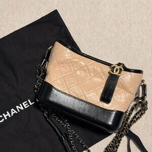 CHANEL Beige and Black Leather Small Gabrielle Bag (2019)